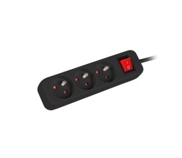 Regleta Lanberg 3 Tomas Schuko con Protección 1.5m PS1-03F-0150-B - Negro