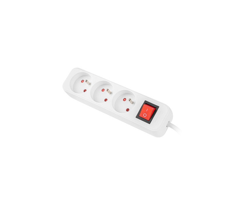 Regleta Lanberg 3 Tomas Schuko con Protección 1.5m PS1-03F-0150-W - Blanco