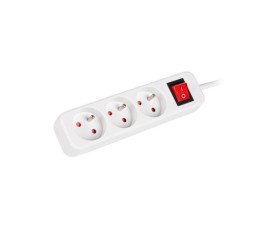Regleta Lanberg 3 Tomas Schuko con Protección 1.5m PS1-03F-0150-W - Blanco
