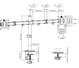 Soporte de Mesa 2 Monitores 13"-32" Ewent EW1512