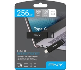 Pendrive Memoria USB-C 3.2 256GB PNY ELITE-X 200MB/s P-FDI256ELTXC-GE
