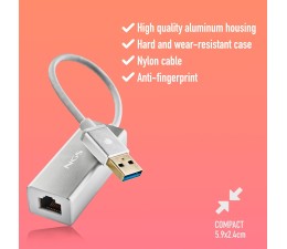 Adaptador USB 3.0 a Ethernet RJ45 1Gbps NGS HACKER 3.0