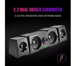 Equipo Altavoces para PC Mars Gaming MS22 Sistema 2.2 Doble Subwoofer 35W RGB - Negro
