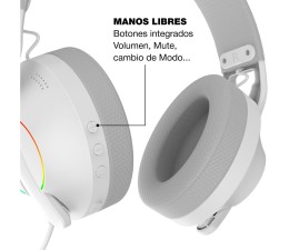 Auriculares Gaming Coolbox WB01-B RGB BT 5.4 USB-C 2.4GHz Jack 3.5mm - Blanco
