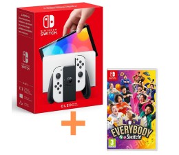 Pack Consola Nintendo Switch OLED - Joy-Cons Blanco + Juego Everybody 1-2-Switch