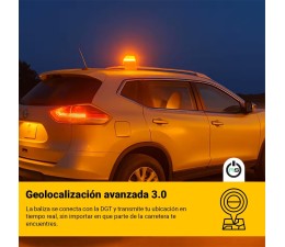Baliza V16 Ebox EB2503 Homologada DGT Geolocalizada IoT Base Magnética Negro