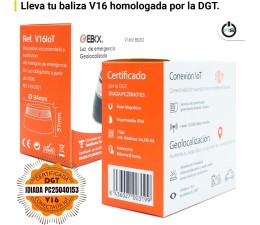 Baliza V16 Ebox EB2503 Homologada DGT Geolocalizada IoT Base Magnética Negro