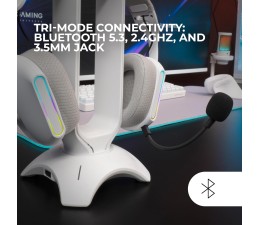 Auriculares Gaming Mars Gaming MHWPRO 7.1 BT 2.4GHz Jack 3.5mm - Blanco