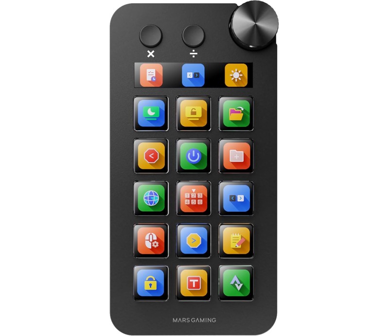 Control Deck Mars Gaming MSDNEO 15 Teclas LCD Pantalla Extendida Rueda de Control - Negro