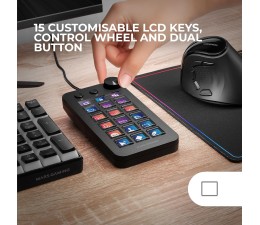 Control Deck Mars Gaming MSDNEO 15 Teclas LCD Pantalla Extendida Rueda de Control - Negro