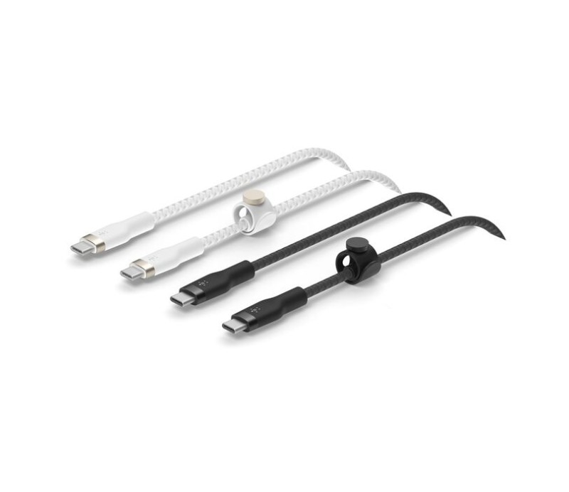 Cable USB Belkin Tipo C a Tipo C Pack de 2 BoostCharge CAB011BT1MBW2PK 1m Trenzado - Blanco