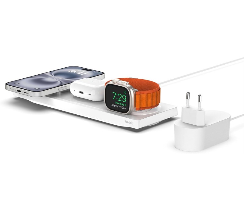 Base de Carga Inalambrica 3 en 1 Belkin WIZ016VFWH Magnetica - Blanco