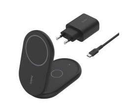 Base de Carga Inalambrica 2 en 1 Belkin WIZ028VFBK Magnetica Qi2 15W Plegable - Negro