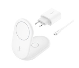 Base de Carga Inalambrica 2 en 1 Belkin WIZ028VFWH Magnetica Qi2 15W Plegable - Blanco