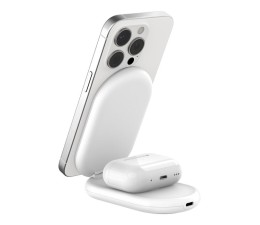 Base de Carga Inalambrica 2 en 1 Belkin WIZ028VFWH Magnetica Qi2 15W Plegable - Blanco