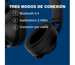 Auriculares Gaming Coolbox WB01 RGB BT 5.4 USB-C 2.4GHz Jack 3.5mm - Negro
