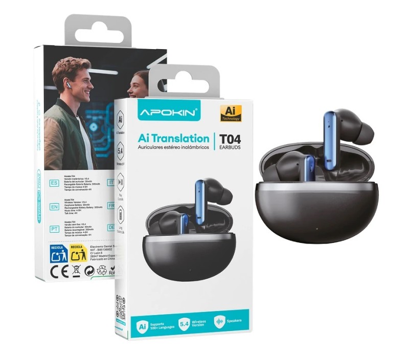 Auriculares BT TWS Apokin T04 con Traduccion Inteligente