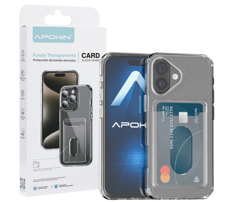 Funda Apokin Apple iPhone 17 con Tarjetero FU98001 Transparente