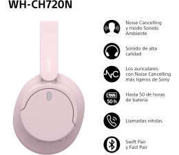 Auriculares Bluetooth Sony WH-CH720N - Rosa