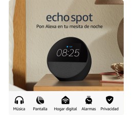 Altavoz Inteligente Amazon Echo Spot con Reloj Desperatdor (2024) - Negro
