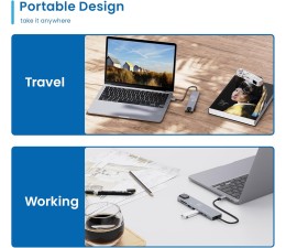 HUB Docking Station USB Tipo C Ewent EW1146 8 en 1 87W / HDMI 4K / 2XUSB-C / 2XUSB-A / RJ45 / Lector de tarjetas
