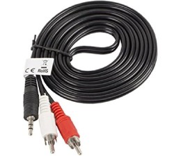 Cable Audio Mini Jack 3.5mm / 2 RCA Macho 2m Lanberg CA-MJRC-10CC-0020-BK
