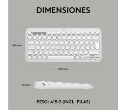 Teclado Logitech K380S Pebble Keys 2 Inalambrico - Blanco