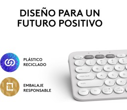 Teclado Logitech K380S Pebble Keys 2 Inalambrico - Blanco