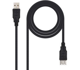 Cable Extension USB(A) 2.0 a USB(A) 2.0 1.8m Nanocable Macho-Hembra 10.01.0203-BK - Negro