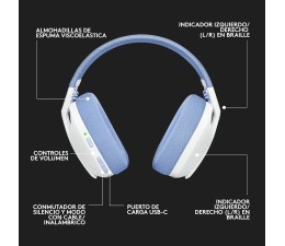 Auriculares Gaming Logitech G435 LIGHTSPEED Wireless Inalambrico 2.4GHz - Blanco/Azul