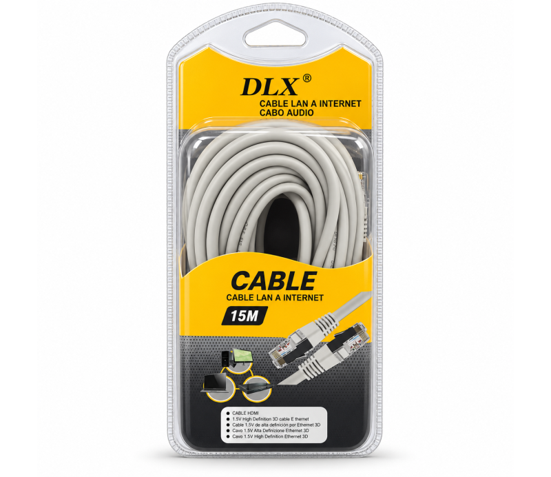 Cable Red Latiguillo UTP DLX  CAT6 RJ45 DLX-410306 15M Gris