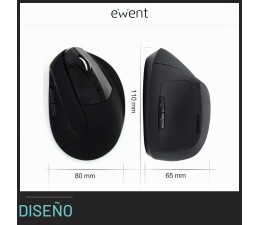 Raton Vertical Ergonomico Inalambrico Ewent EW3158 USB 1600DPI Negro