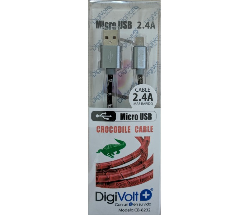 Cable Digivolt CB-8232 Crocodile MicroUSB - Plata