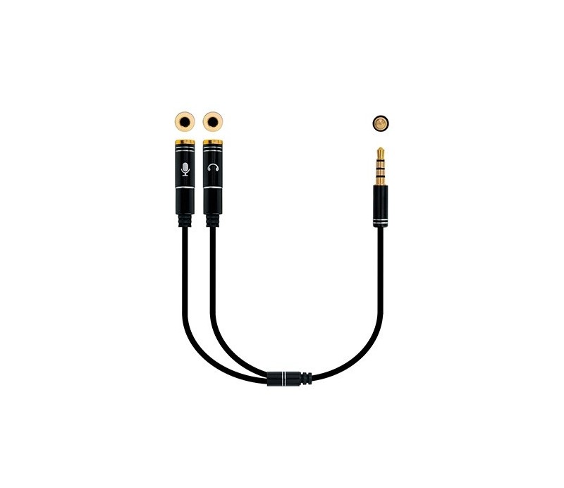 Cable Audio 1 x Jack 3.5mm a 2 x Jack 3.5mm 0.3m Nanocable 10.24.1202 - Negro